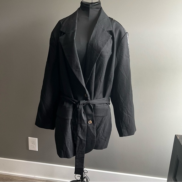 FUTURE COLLECTIVE Kahlana Barfield Brown Black Tie-Front Blazer Jacket 2x NWT - Picture 3 of 13